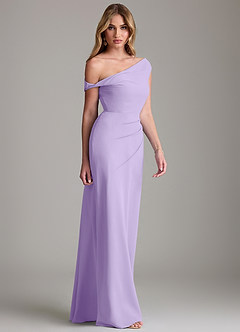 Azazie Emerson Bridesmaid Dresses Lilac Sheath Off the Shoulder Chiffon Dress image5