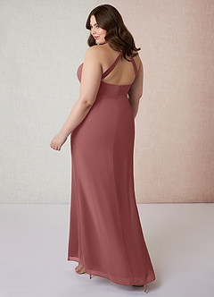 Azazie Becca Bridesmaid Dresses Amethyst Sheath V-Neck Chiffon Dress image10