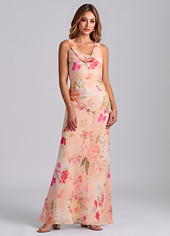 Azazie Rylina Bridesmaid Dresses Abstract Bouquet Floral Mermaid Pleated Chiffon Dress image4