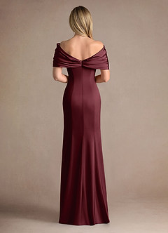Azazie Auberdeen Mother of the Bride Dresses Cabernet Mermaid Pleated Stretch Satin Dress image3