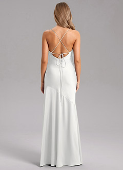 Azazie Grata Morsiusneito Mekot Mrenneito Sivuhalkio Joustava satiini Lattian pituus Pukeutua image2