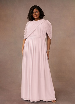 Azazie Olena vestidos de madre de la novia Vestido de Rosa Rubor de Gasa de Corte En A con Lentejuela image7