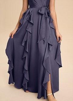 Azazie Peyton Junior Klä av A-Line i Stretch Satin Plisserad image6