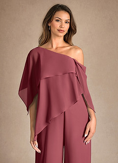 Azazie Halima Mother of the Bride Dresses Merlot Jumpsuit/Pantsuit Side Slit Chiffon Dress image8