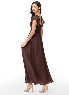 Azazie Bondi Brudepigekjoler En streg Ruchede Chiffon Ankel-længde Kjole image4