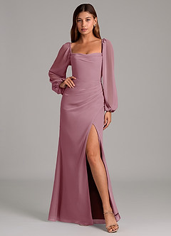 Azazie Brixley Bridesmaid Dresses Vintage Mauve Mermaid Long Sleeve Chiffon Dress image6