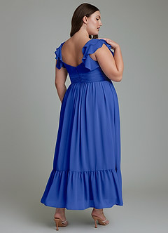 Azazie Anaya Robes de demoiselle d'honneur Robe Trapèze en Mousseline de soie Décolleté en cœur Bleu Roi image13