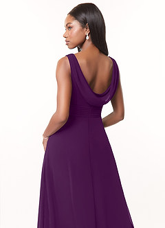Azazie Karina Bridesmaid Dresses Grape A-Line Pleated Chiffon Dress image4