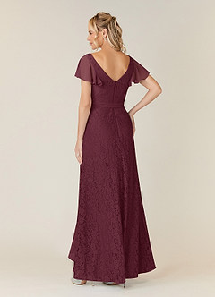 Azazie Knox Mère de la mariée Robes Robe Trapèze en Mousseline de soie Col en V Cabernet image4