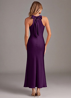 Azazie Doretta Bridesmaid Dresses Grape Mermaid Pleated Stretch Satin Dress image6