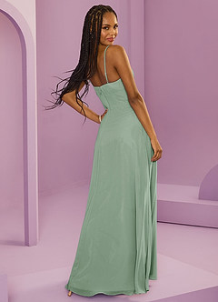 Barbie ♥ Azazie Vestidos de damas de honor Vestido de Agave de Gasa de Corte en A con Con bolsillos image11