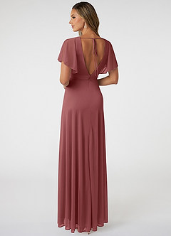 Azazie Tiara Final Sale Dusty Blue A-Line Pleated Mesh Dress image3