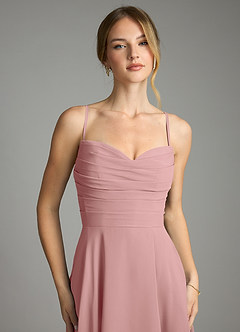 Azazie Ayla Abiti da Damigella Abito A-Line in Chiffon Scollo a Cuore Rosa Polverosa image3