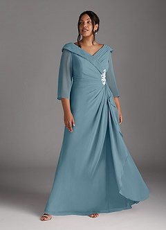Azazie Jaycee Mother of the Bride Dresses Moody Blue A-Line Chiffon Dress image9