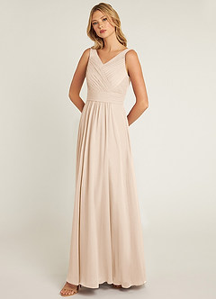 Azazie Pierrette Bridesmaid Dresses White Alabaster A-Line Pleated Chiffon Dress image3