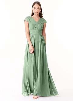 Azazie Organa Bridesmaid Dresses Matcha A-Line Pleated Chiffon Dress image1