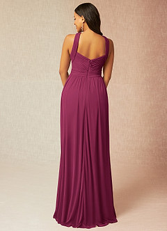 Azazie Hillian Bridesmaid Dresses Mulberry A-Line Halter Pleated Mesh Dress image2
