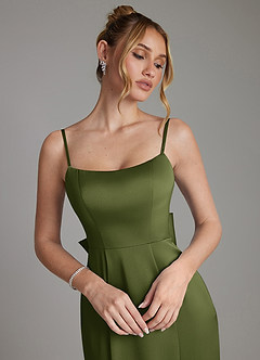Azazie Zherra Bridesmaid Dresses Olive Mermaid Bow Stretch Satin Dress image3