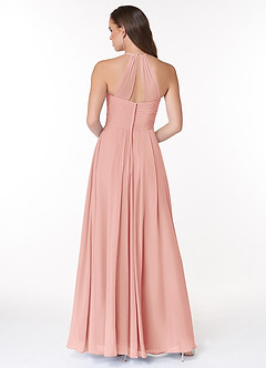 Azazie Ginger Robes de demoiselle d'honneur Robe Trapèze en Mousseline de soie Dos nu plissé Rosette image2