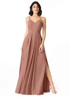 Azazie Everest Final Sale Terracotta A-Line Pleated Chiffon Dress image1