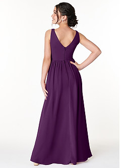 Azazie Sawyer Junior Grape A-Line Pleated Chiffon Dress image2