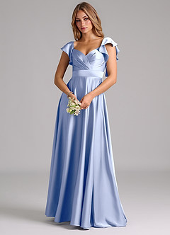Azazie Leilani Brautjungfernkleider A-Linie Gestreift Stretch-Satin Kleid Eis image7