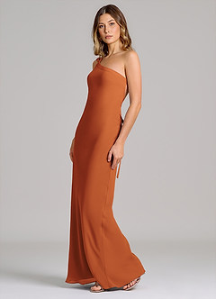 Azazie Monroe Suknie dla druhen Osłona Jedno ramię Szyfon Do ziemi Sukienka image4