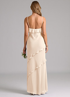 Azazie Nancie Brautjungfernkleider Meerjungfrau-Linie Gestreift Chiffon Kleid Alabaster Weiß image2