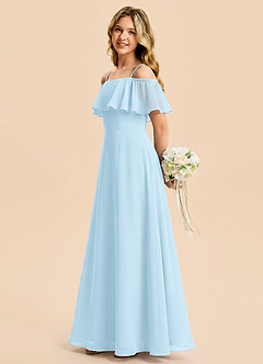 Azazie Maggie Junior Sky Blue A-Line Off the Shoulder Chiffon Dress image3