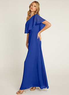 Azazie Lizzy Brautjungfernkleider A-Linie One-Shoulder Chiffon Kleid Königsblau image4