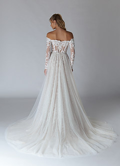 Azazie Solaris Abiti da Sposa Abito A-Line in Tulle con Scollo a V e Paillettes Bianco Diamante Moka image2