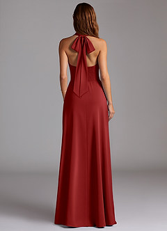 Azazie Myra Robes de demoiselle d'honneur Robe Trapèze en Satin extensible Fente Latérale Grenade image6