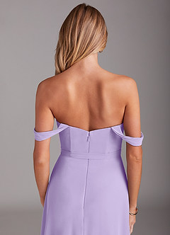 Azazie Aaron Bridesmaid Dresses Lilac A-Line Off the Shoulder Chiffon Convertible Dress image8
