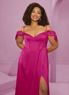 Barbie ♥ Azazie Jurken voor bruidsmeisjes Jurk van Stretch Satijn met A-Lijn Off the Shoulder Barbie Roze image13