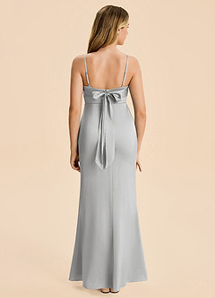 Azazie Mia Junior Robe Sirène en Satin extensible Plissé Argent image2