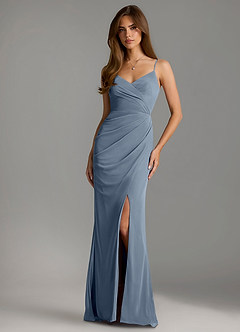 Azazie Maci Bridesmaid Dresses Twilight Sheath Pleated Mesh Dress image1