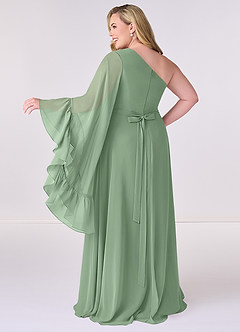 Barbie ♥ Azazie Bridesmaid Dresses Matcha A-Line Long Sleeve Chiffon Dress image8