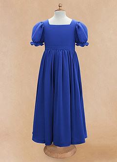 Azazie Joss Flower Girl Dresses Royal Blue A-Line with Sleeves Chiffon Dress image5