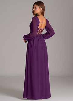 Azazie Maree Bridesmaid Dresses Grape A-Line Corset Chiffon Dress image2
