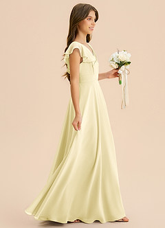 Azazie Anysa Junior Robe Trapèze en Mousseline de soie Rayé Sorbet Citron image4