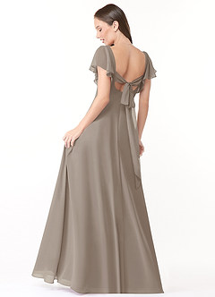 Azazie Syenna Bridesmaid Dresses Taupe A-Line Ruched Chiffon Dress image2