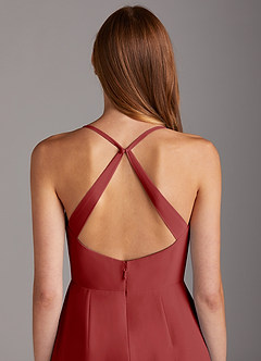 Azazie Manila Bridesmaid Dresses Rust Sheath V-Neck Chiffon Dress image5