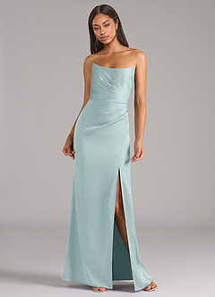 Azazie Marla Bridesmaid Dresses Mist Sheath Strapless Stretch Satin Convertible Dress image4