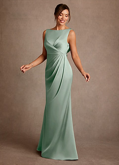 Azazie Baltimore Mère de la mariée Robes Robe Trapèze en Satin extensible Plissé Agave image3
