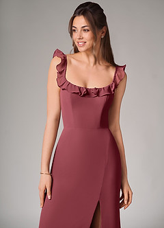 Azazie Callie Bridesmaid Dresses Merlot Mermaid Side Slit Chiffon Convertible Dress image6