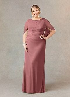 Azazie Belladonna Mother of the Bride Dresses Desert Rose Mermaid Scoop Pleated Mesh Dress image7
