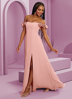Barbie ♥ Azazie Vestidos de damas de honor Vestido de Rosetón de Gasa de Corte en A Convertible con Vestidos sin tirantes image7