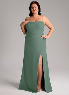 Azazie Leonis Bridesmaid Dresses Eucalyptus Sheath Strapless Chiffon Convertible Dress image12