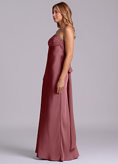 Azazie Ailanie Brudtärnklänningar Klä av Tubklänning i Stretch Satin Axelbandslös Desert Rose image6