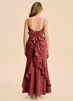 Azazie Lioren Junior Robe Sirène en Floral Burnout Drapé Terracotta image6